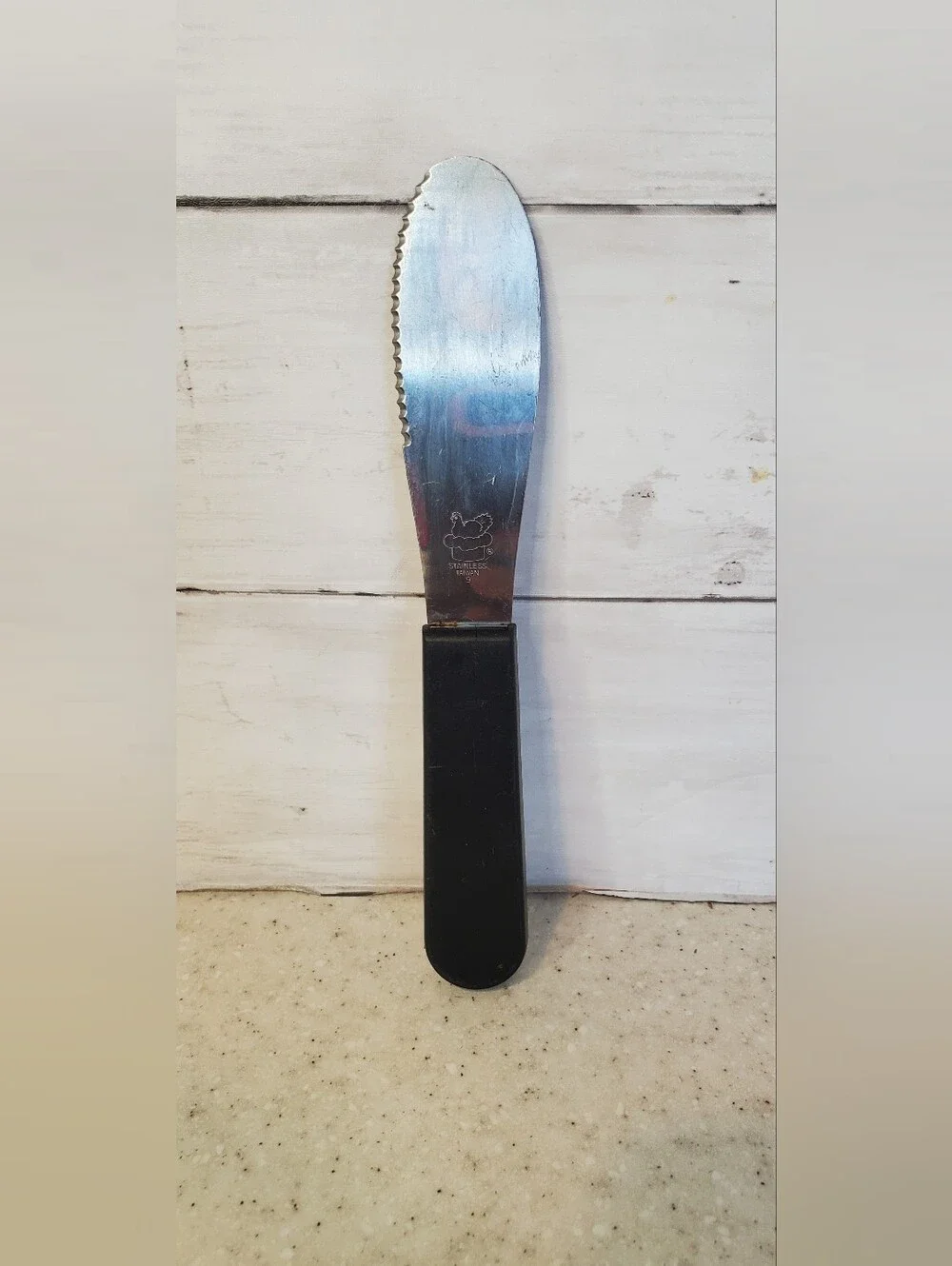 Pampered Chef Spreader Spatula Serrated Bagel Knife Cream Cheese Dip Server 7.25